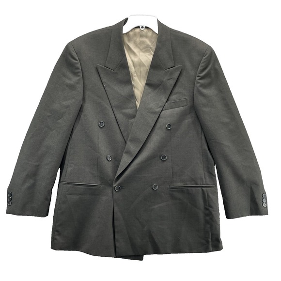 VTG Brandini 100% Wool Blazer Mens 44 R Double Breasted Academia Business Formal